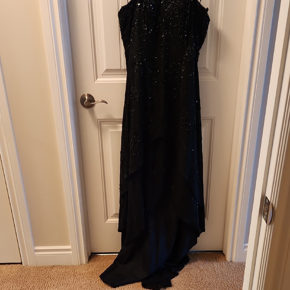 Aviena Designs Beaded  Black High Low Dress